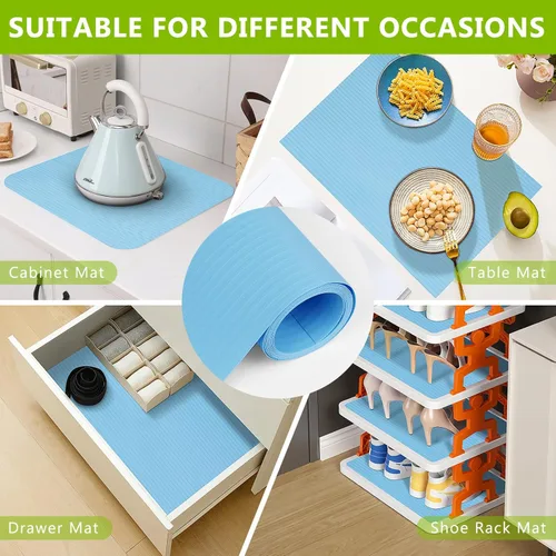 Miniatura 6 de Revestimiento de estante de cocina para gabinetes, revestimiento de cajón, revestimiento de gabinete no adhesivo, forros para refrigerador