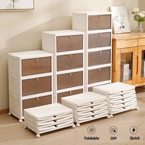 Miniatura 2 de Contenedores de almacenamiento de 2 niveles organizadores de cajas de plástico – 36 cuartos de galón apilables con tapas para dormitorio, sala