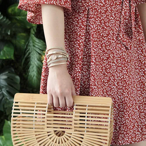 Miniatura 7 de FANCY SHINY Pulseras de cuero boho de doble envoltura, pulseras apilables de cuentas de cristal con cierre magnético, regalos de joyería para mujeres