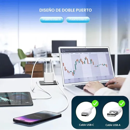Miniatura 4 de Paquete de 4 bloques de cargador USB C, cargador de puerto USB-C y USB-A de 20 W, para i Phone 17/16/15/14/13/12/11/X/8, i Pad y más Blanco