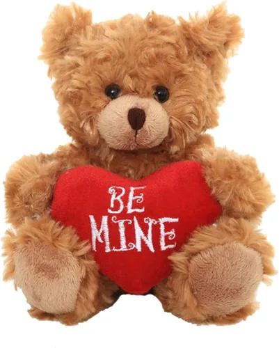 Plushland Oso de Peluche Mocha Corazón - Sé Mío - Oso de Peluche para Niños y Adultos - Almohada de Corazón Bordado - Marrón - 6 pulgadas
