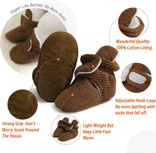 Miniatura 152 de Sawimlgy - Botines de algodón antideslizantes para recién nacido, con agarre, para cuna o para el invierno