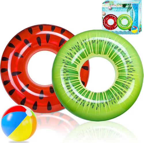 Miniatura 11 de FindUWill Paquete de 6 flotadores de piscina para niños, anillos de natación para piscina (paquete de 4) – 4 flotadores grandes inflables para playa