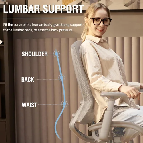 Miniatura 5 de ELABEST T96 - Silla de oficina de malla, silla de escritorio ergonómica para computadora, silla de tarea resistente - Soporte lumbar y reposabrazos