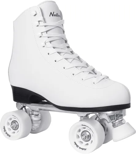 Miniatura 8 de Nattork - Patines de ruedas para mujer, de piel sintética de alta calidad, patines de cuatro ruedas, patines de doble fila para principiantes