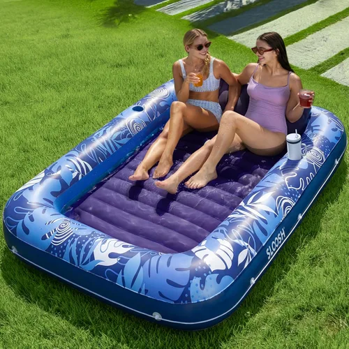 Miniatura 17 de Flotador inflable de bronceado para piscina Sloosh, 70 x 46 pulgadas, flotadores de piscina para adultos con almohada, 4 en 1, balsa de baño de sol