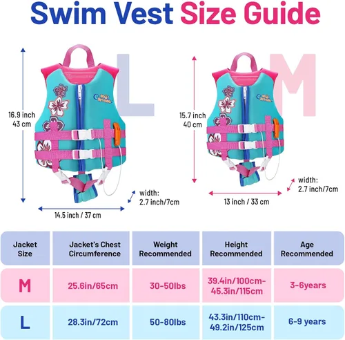 Miniatura 4 de HeySplash Chaleco de natación para niños pequeños, chaqueta de natación para niños de 30-50/50-80 libras, chaleco flotante para niños con correa