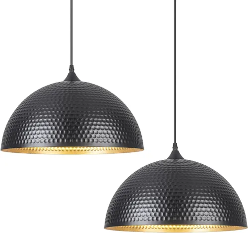 Miniatura 22 de Paquete de 2 luces colgantes doradas para isla de cocina, lámpara colgante de cúpula martillada de 12 pulgadas, luces colgantes de cocina de granja