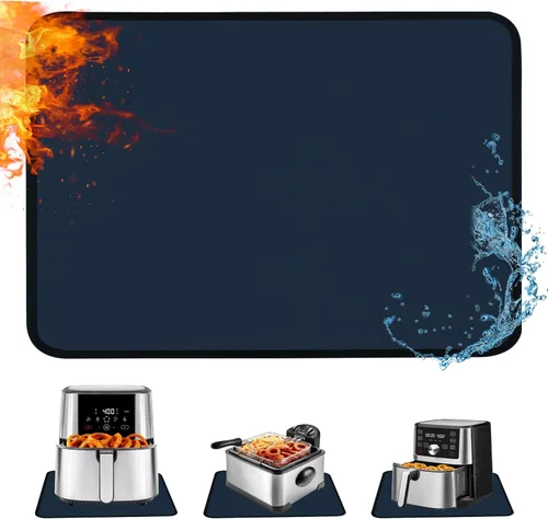 Miniatura 20 de Alfombrilla resistente al calor para freidora de aire, freidora profunda, horno, almohadillas calientes negras de 12 x 14 pulgadas para protector