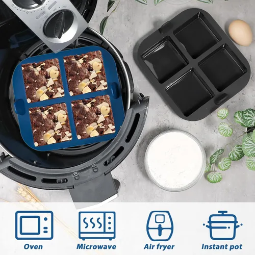 Miniatura 6 de Webake Molde para Brownies de Silicona para Freidora de Aire para Hornear, Molde de Silicona Cuadrado Antiadherente de 2.6" para S'mores, Disco