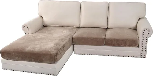 Miniatura 101 de H.VERSAILTEX Funda de cojín elástica de terciopelo para sofá, funda de cojín de felpa para cojines de silla, protector de muebles, cojín de asiento