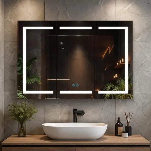 Miniatura 18 de Blossom Rigel - Botiquín de 20 x 26 pulgadas con espejo LED empotrado o superficie con luces, gabinete de baño con bisagra derecha, desempañador