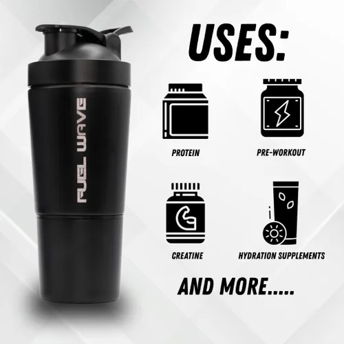 Miniatura 2 de Botella agitadora de acero inoxidable – Vaso mezclador de proteínas prémium de 27 onzas con bola batidora de alambre, botella sin aislamiento, tapa