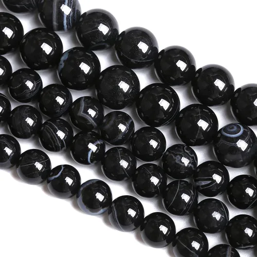 Miniatura 32 de 100 cuentas redondas sueltas de hematita negra de grado AAA para hacer joyas y pulseras