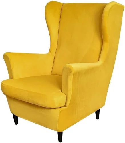 Miniatura 14 de OBCREAT Fundas para silla Wingback, 2 piezas de terciopelo elástico con respaldo de ala, fundas de sofá para silla de ala suave con parte inferior