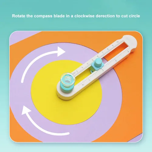 Miniatura 2 de KW-triO Cortador de círculos para manualidades de papel, herramienta de corte circular, brújula giratoria, diámetro de corte ajustable, rango