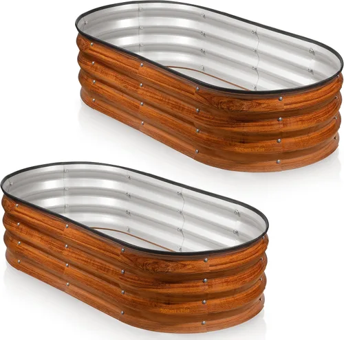 Plant & Plot Camas de jardín elevadas galvanizadas para exteriores // 4 x 2 × 1 pie (paquete de 2) macetas elevadas para jardinería, verduras,