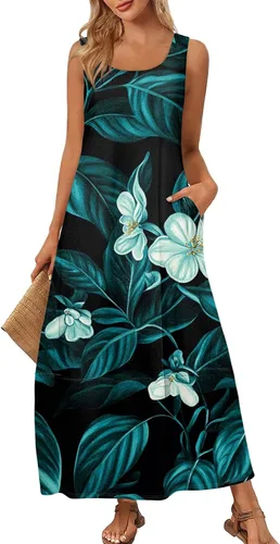 Miniatura 48 de Vestidos de iglesia para mujer 2025, casual, holgado, sin mangas, largo, fluido, vestido de verano con bolsillos