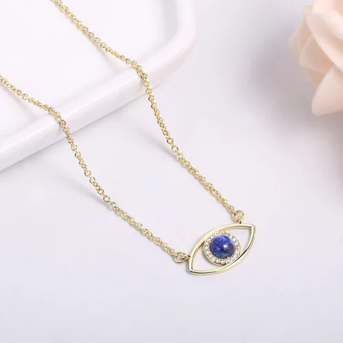 Miniatura 3 de Collar de oro de 14 quilates delicado de mal de ojo para mujer, collar de piedras preciosas Collar de cristal real para mujer