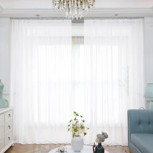 Miniatura 8 de ABCHOME Cortinas traslúcidas blancas de 63 pulgadas de largo, cortinas traslúcidas para ventana, 2 paneles, cortinas traslúcidas para dormitorio