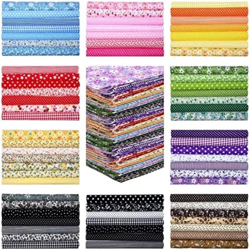 Tudomro 70 piezas de cuadrados de tela de algodón de 10 x 10 pulgadas, paquetes de tela de acolchado multicolor, materiales de patchwork precortados