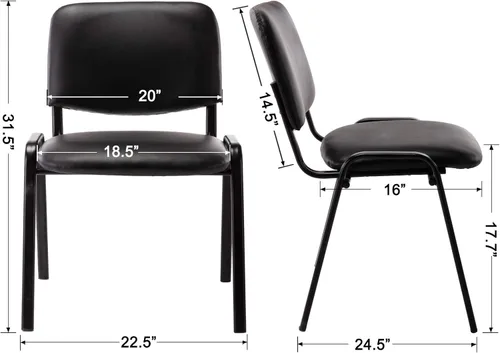 Miniatura 2 de Shunzhi Juego de 5 sillas de sala de espera apilables para sala de conferencias, silla de invitados para sala de descanso, vestíbulo, reunión, Negro