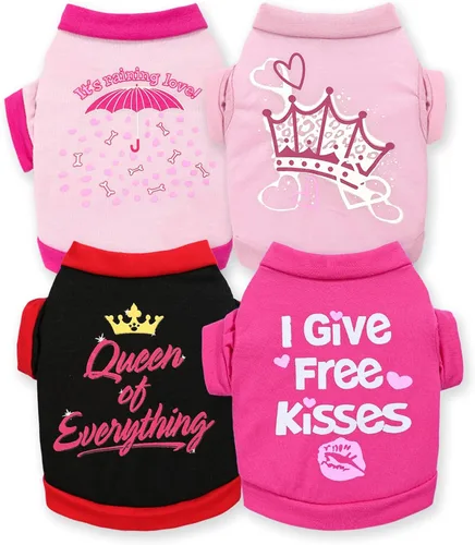 4 camisas para perro, ropa para perros de primavera y verano, lindo patrón, suave y transpirable, camiseta para mascotas, ropa para cachorros para