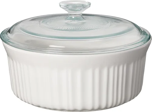 Miniatura 4 de CorningWare French White - Juego de 7 piezas de utensilios de cerámica para hornear con tapas, plato para hornear de gres resistente a astillas