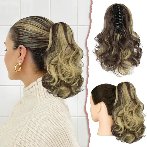 Miniatura 40 de Sofeiyan Extensión de cola de caballo de 11 pulgadas con clip de garra, extensiones de cabello con cola de caballo, cola de caballo larga y rizada