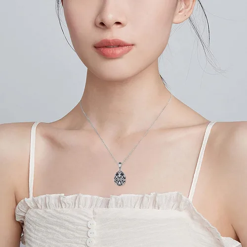 Miniatura 3 de AXELUNA Fox Necklace Sterling Silver Easter Egg Necklace Fox Pendant Animal Jewelry Gifts for Women Girls Birthday Graduation Gift