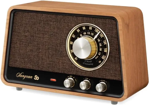 Miniatura 2 de Sangean WR-55 AM/FM/Bluetooth/AUX Radio de gabinete de madera analógica premium edición 50 aniversario