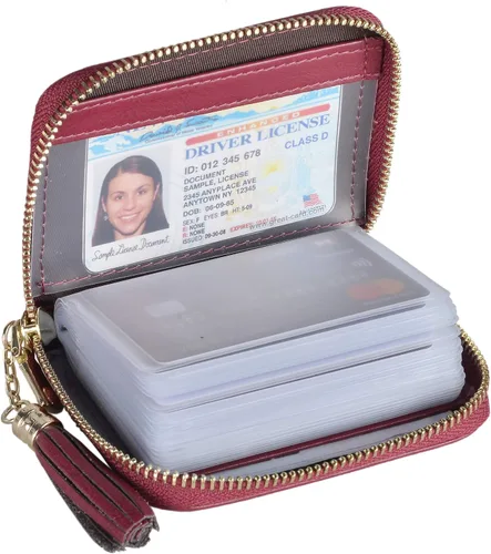 Yuhan Pretty - Tarjetero de piel para tarjetas de crédito y carnet de identidad, con tecnología RFID, para mujer