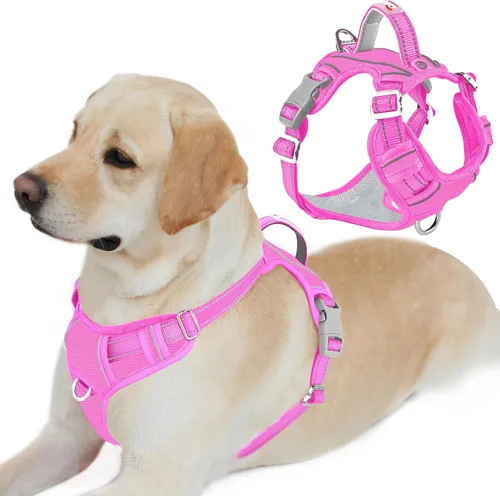 Miniatura 47 de BARKBAY Arnés para perro sin tirones con bolsillo para etiqueta de identificación, resistente, reflectante, fácil control para perros grandes