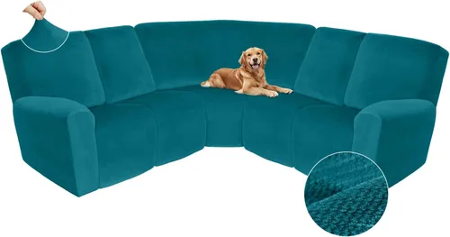 Miniatura 235 de Arfntevss Fundas de sofá seccional reclinable de terciopelo, Funda de sofá seccional de esquina para sofá reclinable, Funda elástica suave