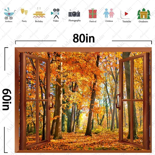 Miniatura 7 de Aidatain Tapiz de otoño para colgar en la pared, diseño de bosque de arce, tamaño 80 pulgadas de largo x 60 pulgadas de ancho, tapices de tela