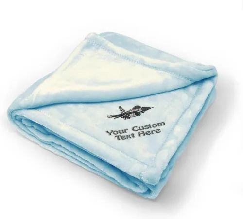 Ropa de cama de bebé para niños y niñas F-16 Fighting Falcon Poliéster Texto y nombre personalizados azul aquí