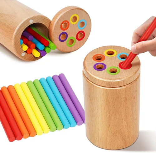 Juguetes Montessori para niños de 1 a 3 años, juguetes de viaje para niños pequeños, juguete apilable de madera para niños de 18 meses en adelante,