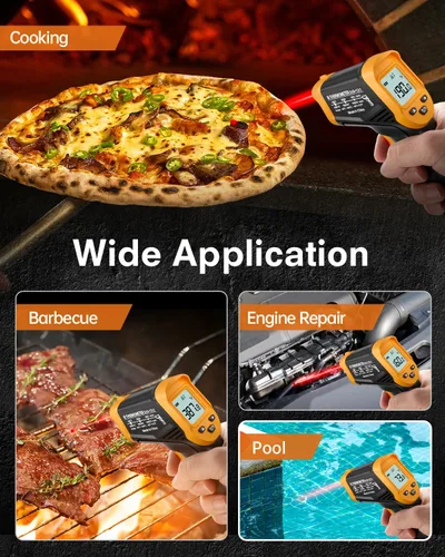 Miniatura 5 de Eventek Pistola Termómetro Infrarrojo, Termómetro Láser de -58 °F a 1112 °F, Pistola de Temperatura IR para Cocinar, Accesorios para Horno de Pizza