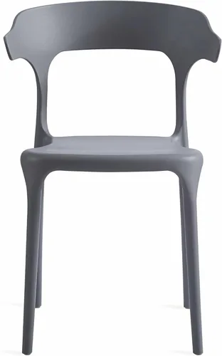 Miniatura 8 de Juego de sillas de comedor apilables modernas, sin ensamblaje, silla de plástico, silla de patio, adecuada para cafés y restaurantes interiores