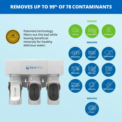 Miniatura 2 de Sistema de filtro de agua Aquasana para debajo del fregadero - Reduce PFAS, plomo y cloro en el agua potable - Filtración de clarium para la cocina