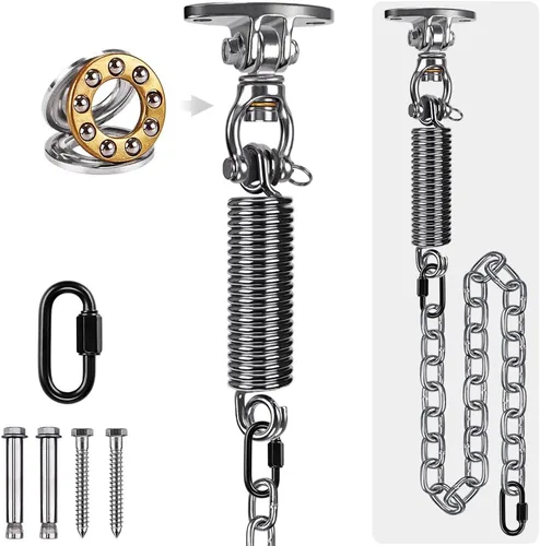 Miniatura 14 de SELEWARE Silent Swing Hanger - Gancho giratorio de alta resistencia, accesorios de montaje para porche, columpio, hamaca, silla, bolsa pesada, C
