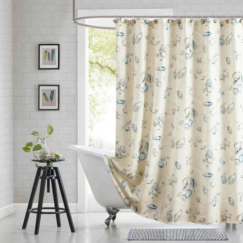 Miniatura 22 de Cortina de ducha náutica, cortina de ducha azul marino y blanca para cubículo de 54 x 72, cortinas de ducha de tela con estampado de ancla y velero