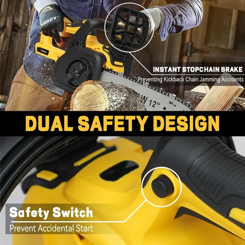 Miniatura 5 de Motosierra inalámbrica sin escobillas de 12 pulgadas para batería Dewalt de 20 V MAX, motosierra eléctrica sin escobillas de 12 pulgadas con bloqueo