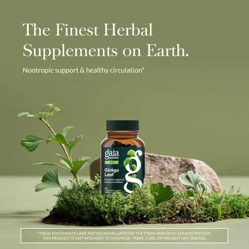 Miniatura 2 de Gaia Herbs Hoja de ginkgo - Tradicionalmente utilizada para apoyar la circulación saludable y la función cerebral* - Suplemento de hierbas - 60