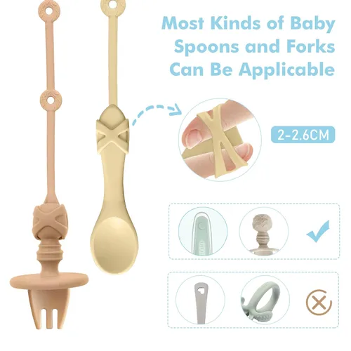 Miniatura 6 de Soporte de Correa para Cucharas de Bebé Clip para Chupete Accesorios para Silla Alta-Gelinor Suministros de Alimentación de Destete Dirigido por