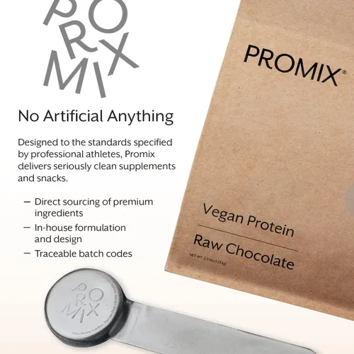 Miniatura 7 de ProMix Nutrition Proteína vegana en polvo a base de plantas, chocolate crudo, proteína de guisante y vitamina B-12, batidos de fitness y nutrición