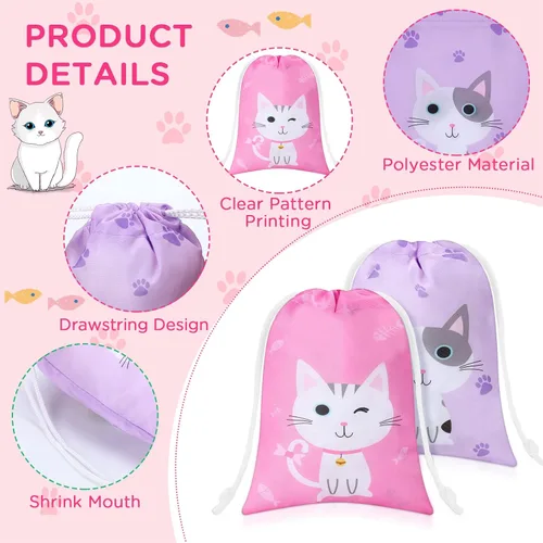 Miniatura 3 de Faccito 24 bolsas de regalo de fiesta de gatos, bolsas de regalo de cumpleaños con temática de gato, bolsa de regalo para gatitos para mascotas