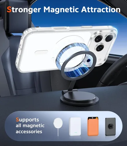 Miniatura 1547 de FNTCASE Funda para iPhone 13 Pro-Max: Fundas magnéticas transparentes compatibles con Magsafe Slim anti amarillamiento protección contra caídas
