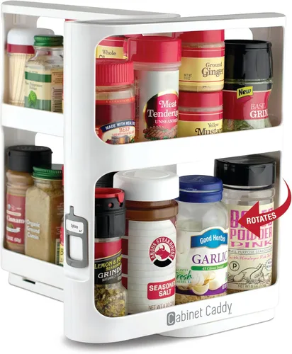 Cabinet Caddy Organizador de Estante de Especias para Gabinete - Organizadores de Cocina Deslizantes y Giratorios y Almacenamiento - 2 Estantes de