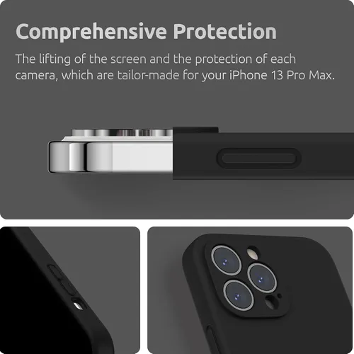 Miniatura 4 de SURPHY Funda compatible con iPhone 13 Pro Max con protector de pantalla, (protección de cámara + forro de microfibra suave), funda de silicona Negro